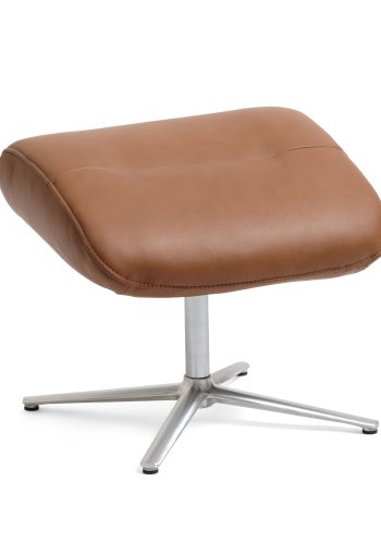 William fodskammel, rektangulr - cognac semianilin lder og slv aluminium (49,5x38,1)