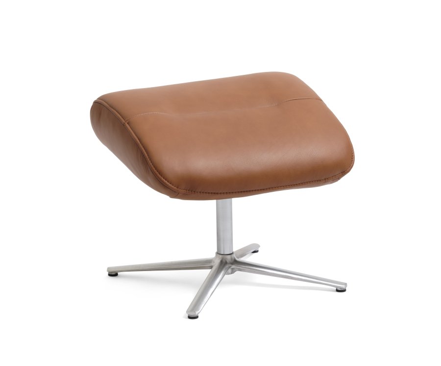 William fodskammel, rektangulr - cognac semianilin lder og slv aluminium (49,5x38,1)