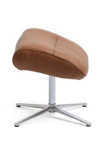 William fodskammel, rektangulr - cognac semianilin lder og slv aluminium (49,5x38,1)