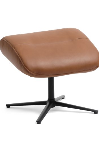 William fodskammel, rektangulr - cognac semianilin lder og sort metal (49,5x38,1)