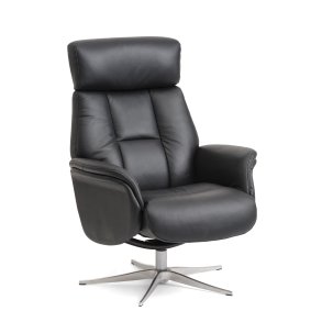 Mars 1 recliner lnestol - sort kunstlder og brstet aluminium