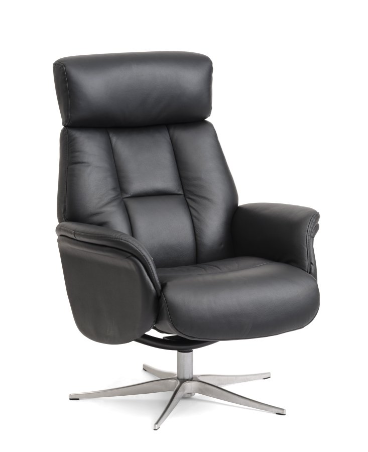 Mars 1 recliner lnestol - sort kunstlder og brstet aluminium