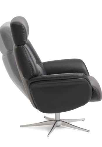 Mars 1 recliner lnestol - sort kunstlder og brstet aluminium