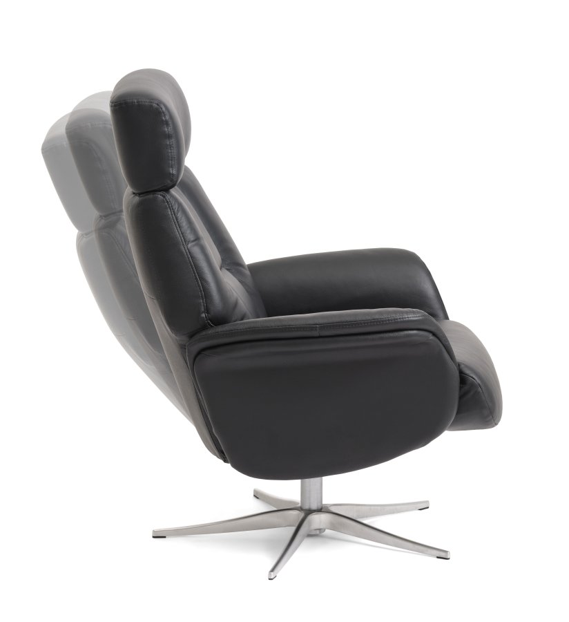 Mars 1 recliner lnestol - sort kunstlder og brstet aluminium