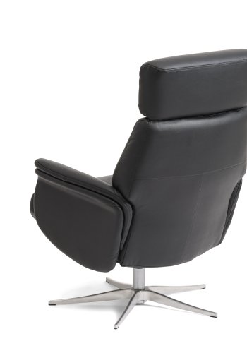 Mars 1 recliner lnestol - sort kunstlder og brstet aluminium