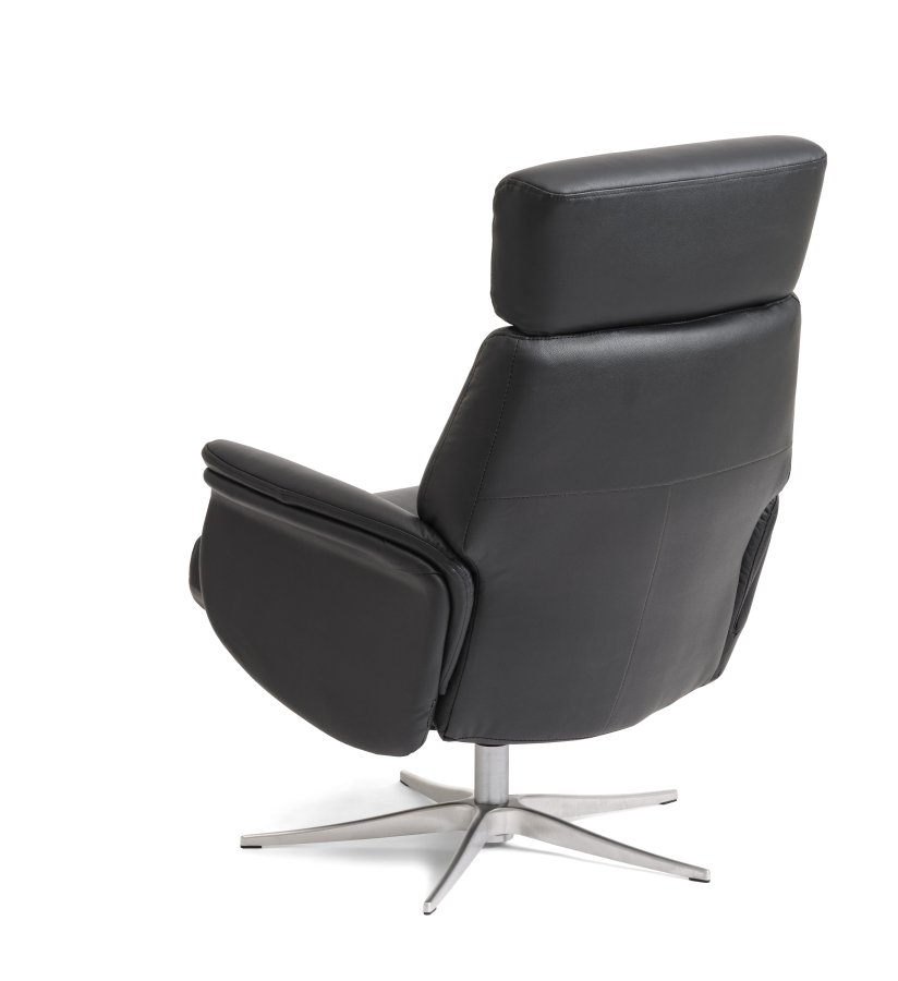 Mars 1 recliner lnestol - sort kunstlder og brstet aluminium