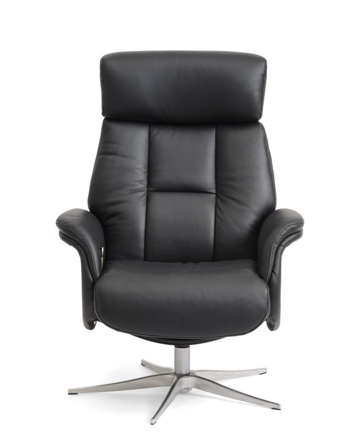 Mars 1 recliner lnestol - sort kunstlder og brstet aluminium