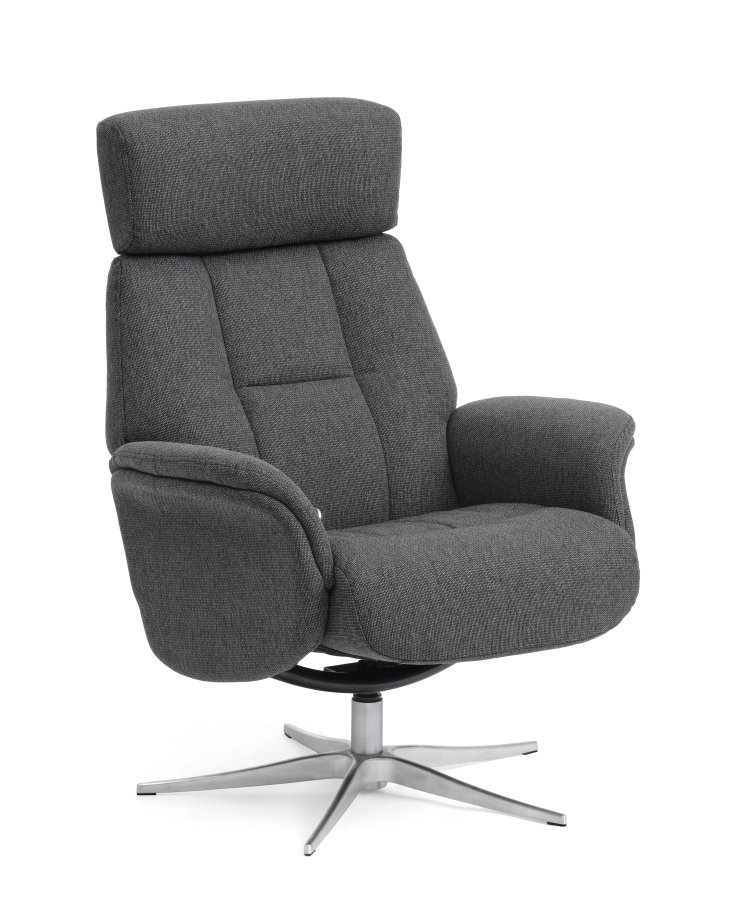 Mars 1 recliner lnestol - antracitgr stof og brstet aluminium