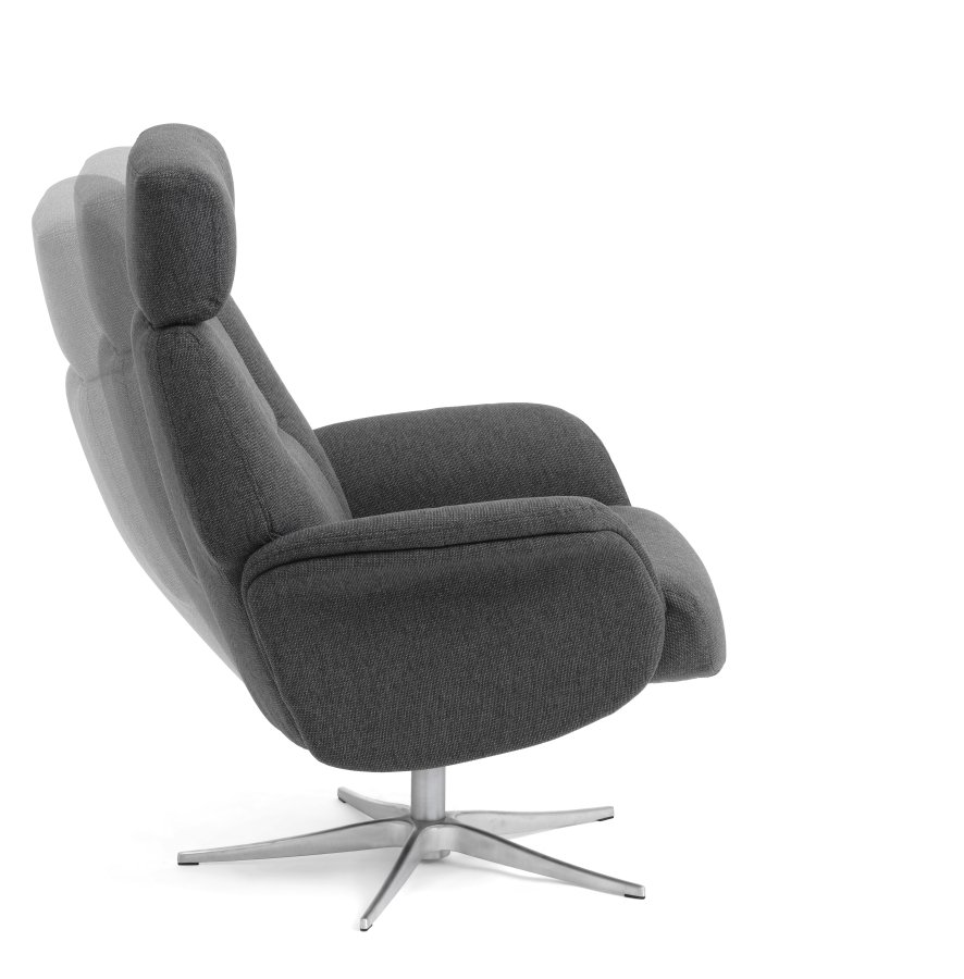 Mars 1 recliner lnestol - antracitgr stof og brstet aluminium