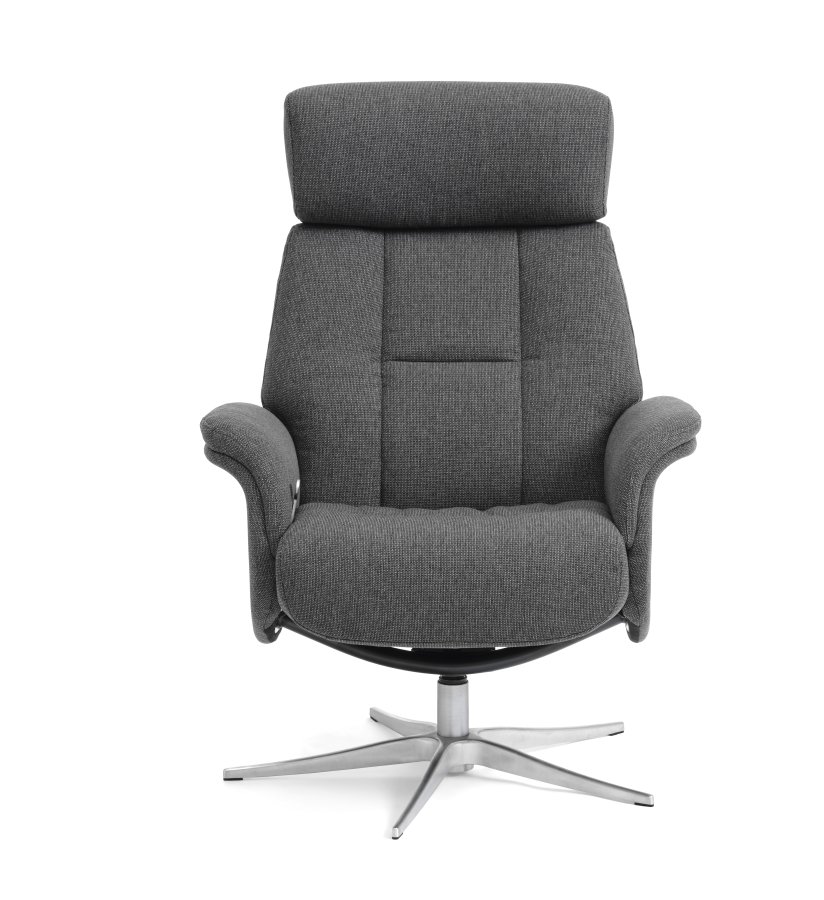 Mars 1 recliner lnestol - antracitgr stof og brstet aluminium