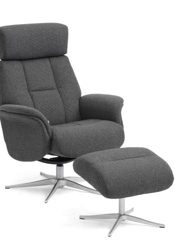 Mars 1 recliner lnestol - antracitgr stof og brstet aluminium