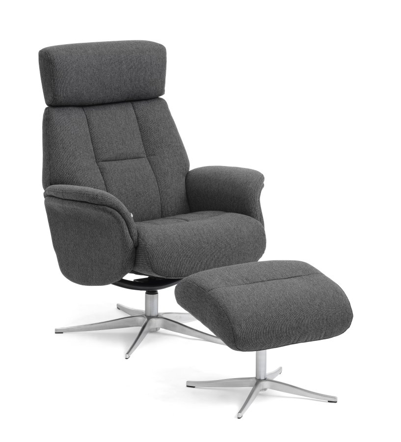 Mars 1 recliner lnestol - antracitgr stof og brstet aluminium