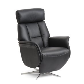 Mars 2 recliner lnestol, manuel - sort kunstlder og brstet aluminium