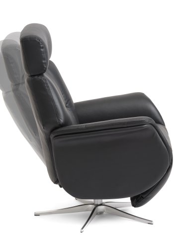 Mars 2 recliner lnestol, manuel - sort kunstlder og brstet aluminium