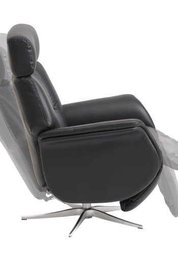 Mars 2 recliner lnestol, manuel - sort kunstlder og brstet aluminium
