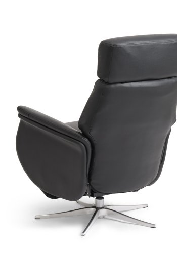 Mars 2 recliner lnestol, manuel - sort kunstlder og brstet aluminium