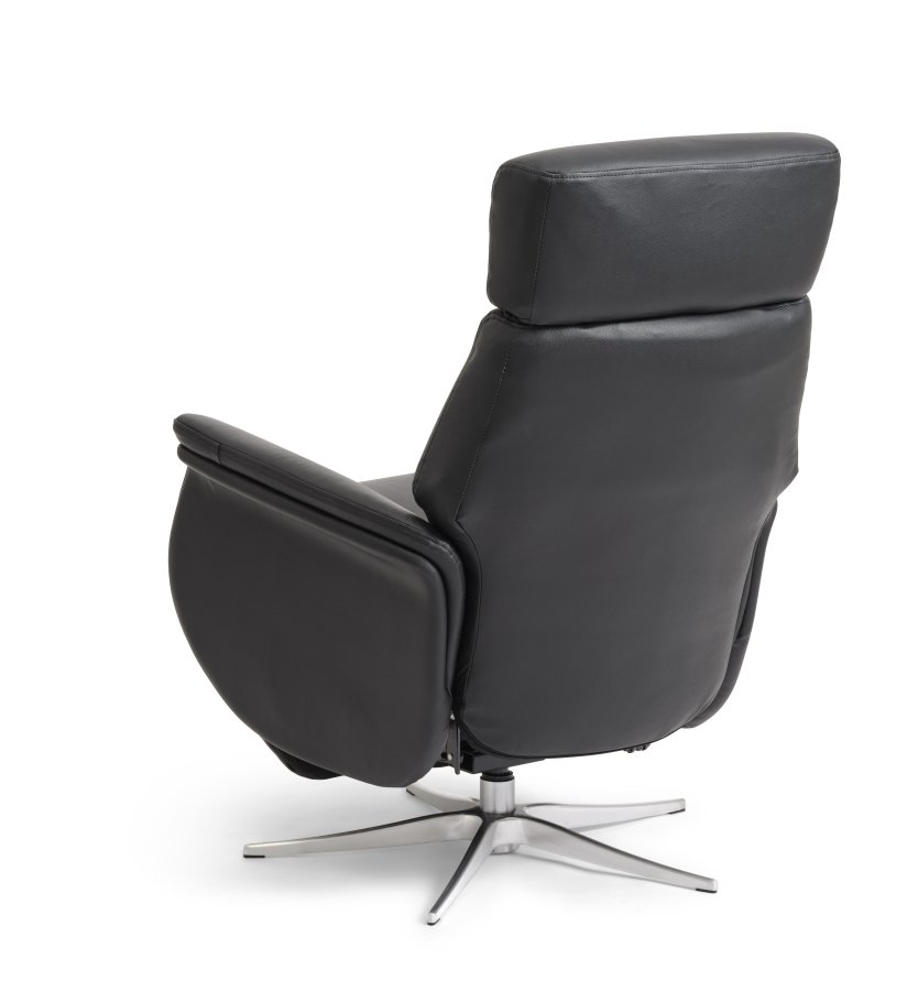 Mars 2 recliner lnestol, manuel - sort kunstlder og brstet aluminium