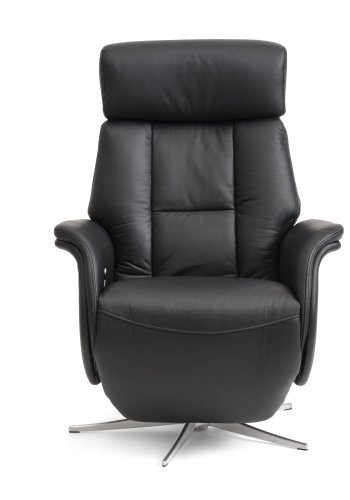 Mars 2 recliner lnestol, manuel - sort kunstlder og brstet aluminium
