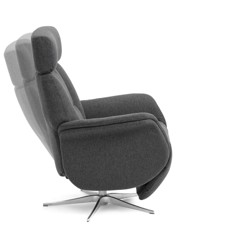 Mars 2 recliner lnestol, manuel - antracitgr stof og brstet aluminium
