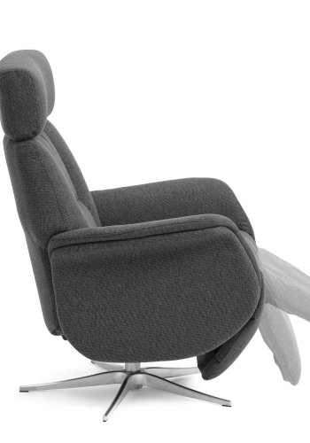 Mars 2 recliner lnestol, manuel - antracitgr stof og brstet aluminium