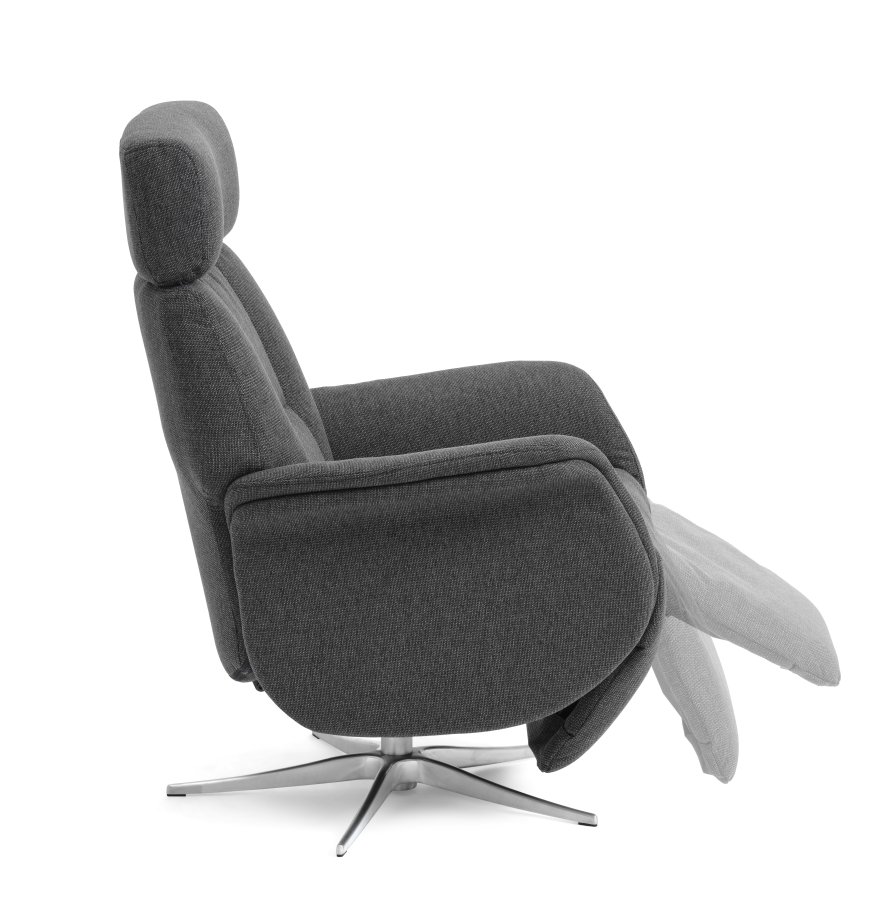 Mars 2 recliner lnestol, manuel - antracitgr stof og brstet aluminium