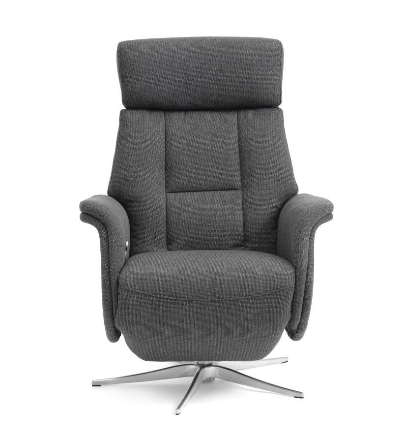 Mars 2 recliner lnestol, manuel - antracitgr stof og brstet aluminium