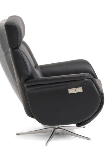 Mars 4 recliner lnestol, 2 motors - sort kunstlder og brstet aluminium