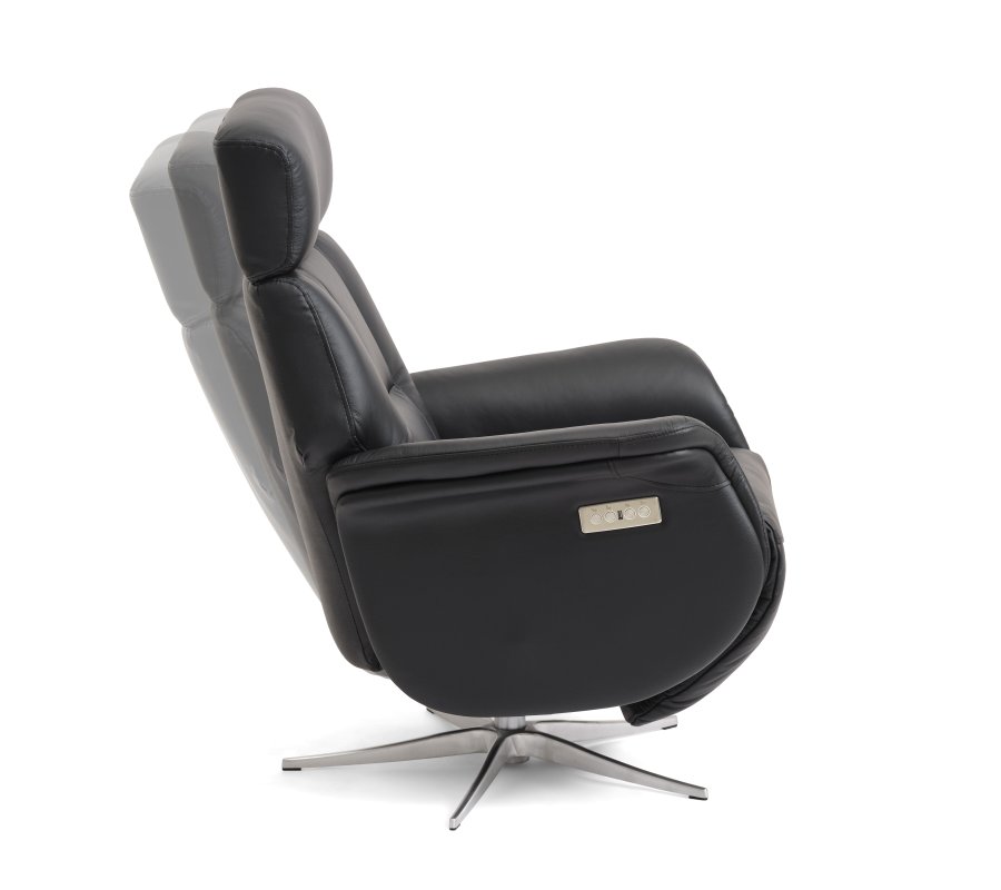 Mars 4 recliner lnestol, 2 motors - sort kunstlder og brstet aluminium