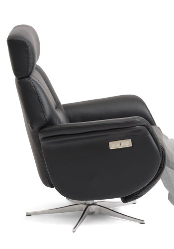 Mars 4 recliner lnestol, 2 motors - sort kunstlder og brstet aluminium