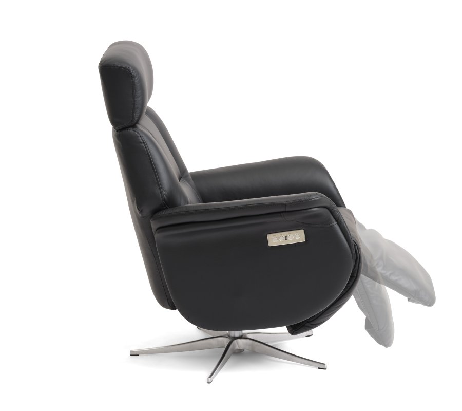 Mars 4 recliner lnestol, 2 motors - sort kunstlder og brstet aluminium