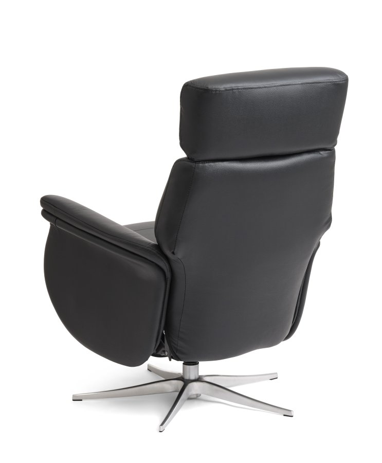 Mars 4 recliner lnestol, 2 motors - sort kunstlder og brstet aluminium