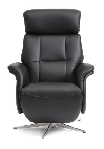 Mars 4 recliner lnestol, 2 motors - sort kunstlder og brstet aluminium