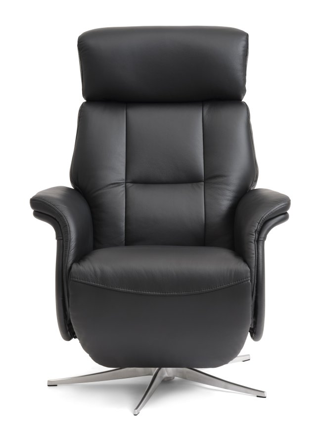Mars 4 recliner lnestol, 2 motors - sort kunstlder og brstet aluminium
