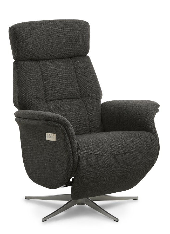 Mars 4 recliner lnestol, 2 motors - antracitgr stof og brstet aluminium