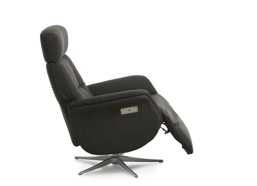 Mars 4 recliner lnestol, 2 motors - antracitgr stof og brstet aluminium
