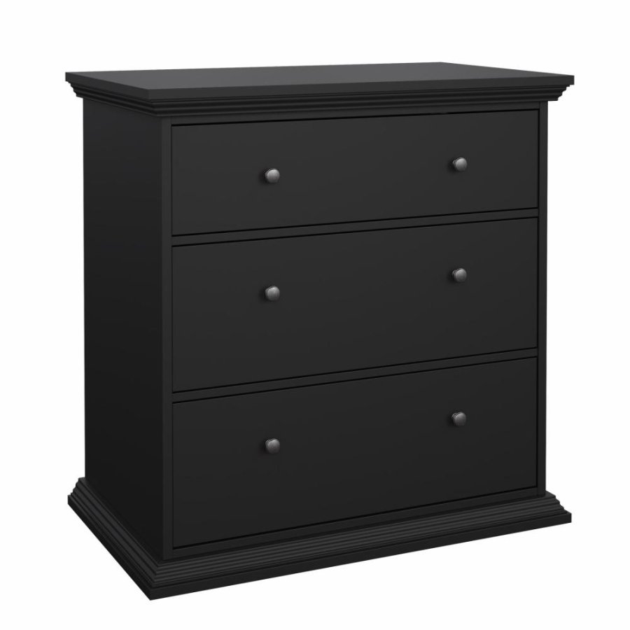 TVILUM North Chest med 3 skuffer, Matt Black, 86,3 x 51,6 x 88,2 cm