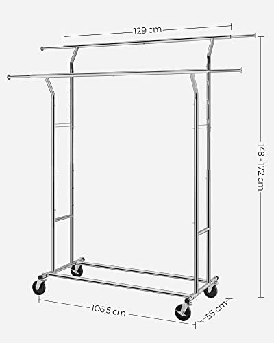SONGMICS Heavy Duty tjstativ, m. 2 justerbare bjlestnger, hjdejusterbar, hjul - slv jern