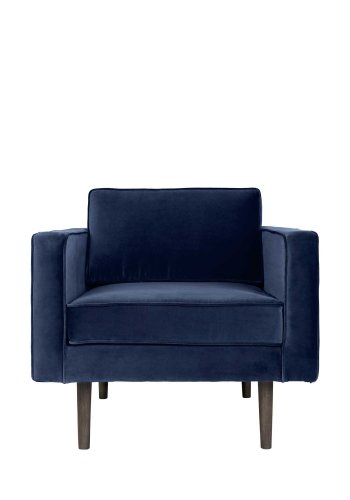 BROSTE COPENHAGEN Wind lnestol - bl polyester velour, m. armln