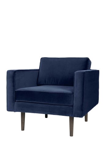 BROSTE COPENHAGEN Wind lnestol - bl polyester velour, m. armln