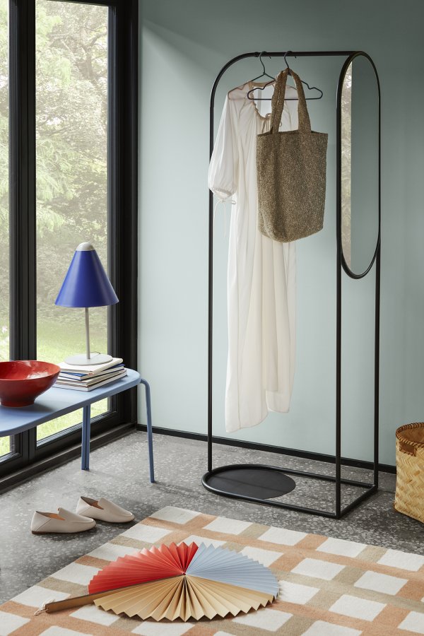 BROSTE COPENHAGEN Oda bnk, rektangulr - bl asketrsfinér og stl (110x36)