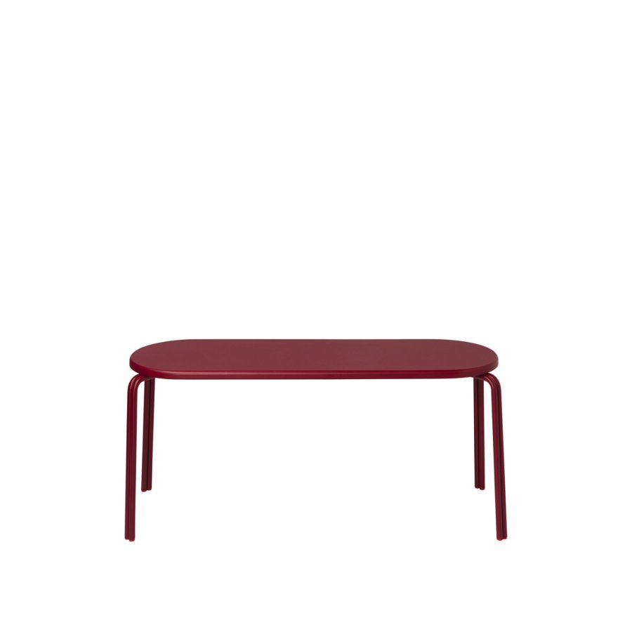 BROSTE COPENHAGEN Oda bnk, rektangulr - rd brun asketrsfinér og stl (110x36)