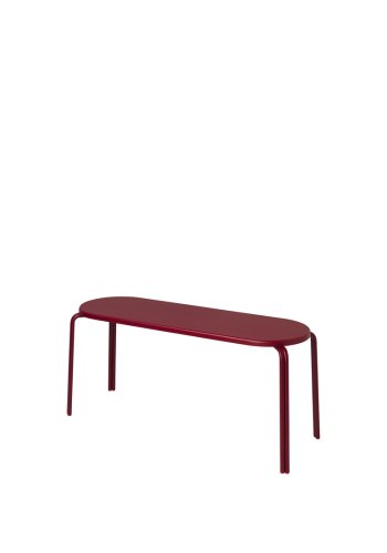 BROSTE COPENHAGEN Oda bnk, rektangulr - rd brun asketrsfinér og stl (110x36)