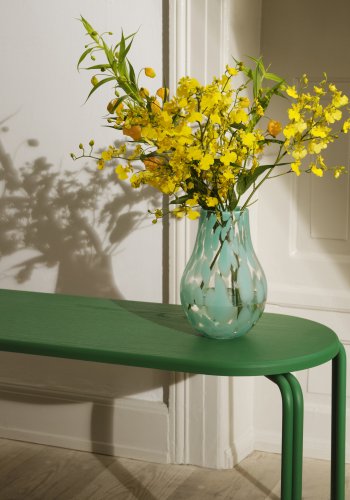 BROSTE COPENHAGEN Oda bnk, rektangulr - grn asketrsfinér og stl (110x36)