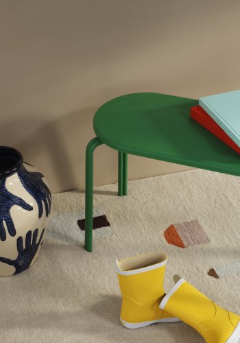 BROSTE COPENHAGEN Oda bnk, rektangulr - grn asketrsfinér og stl (110x36)