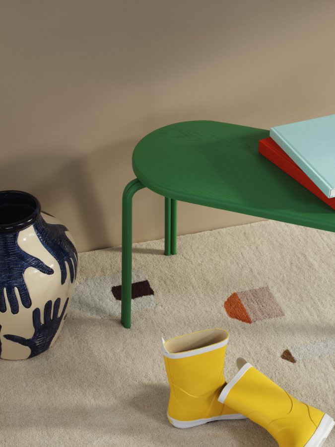 BROSTE COPENHAGEN Oda bnk, rektangulr - grn asketrsfinér og stl (110x36)