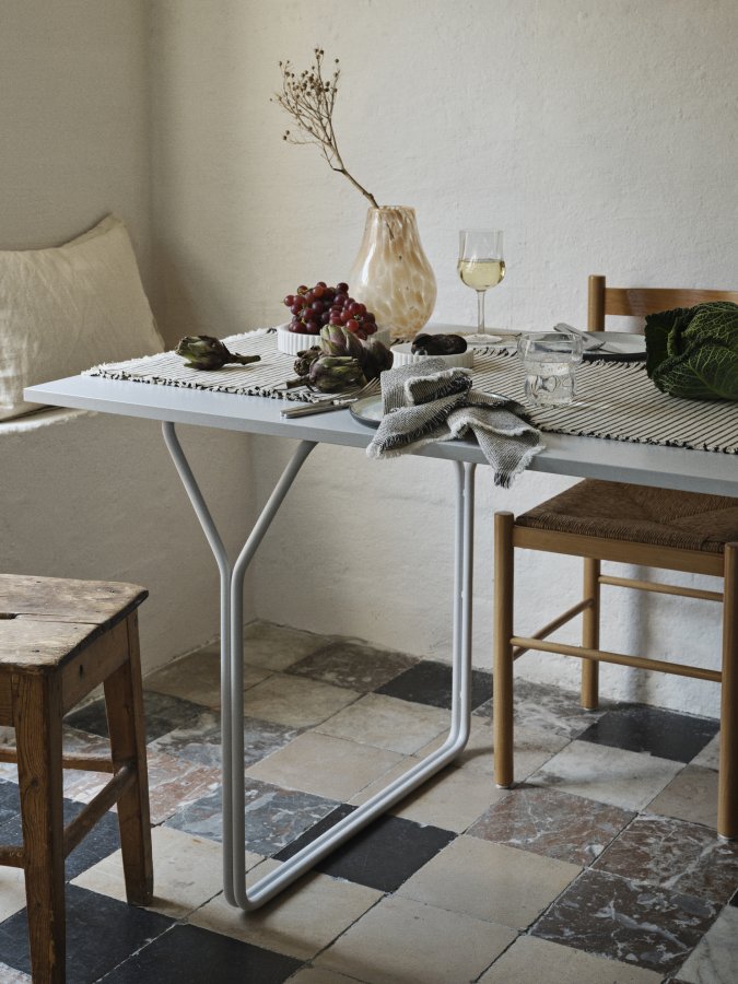 BROSTE COPENHAGEN Berit spisebord, rektangulr - gr asketrsfinér og gr stl (180x80)