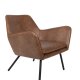 WHITE LABEL LIVING Bon loungestol, m. armln - brun kunstlder og metal