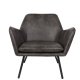 WHITE LABEL LIVING Bon loungestol, m. armln - mrkegr kunstlder og metal