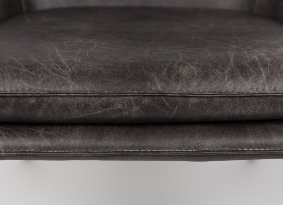 WHITE LABEL LIVING Bon loungestol, m. armln - mrkegr kunstlder og metal