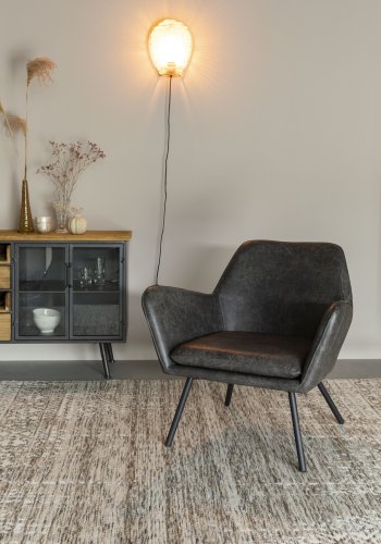 WHITE LABEL LIVING Bon loungestol, m. armln - mrkegr kunstlder og metal